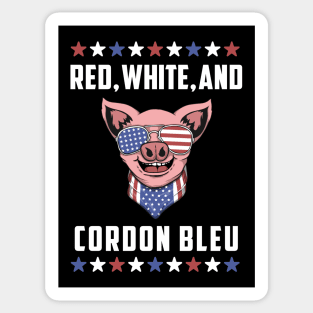 4th of July Patriotic Pig: Red, White, and Cordon Bleu Sticker